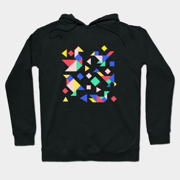 Geometric Birds Colorful Abstract Retro Design Hoodie by hippohost